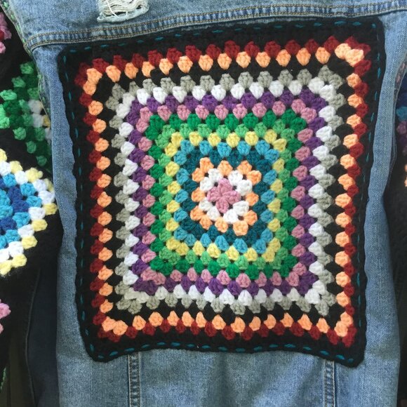 Slow-fashion Grannycore Denim & Crocheted Jacket - Picture 7 of 8